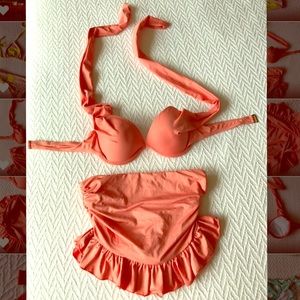 New Coral Halter & Skirt Swim Set